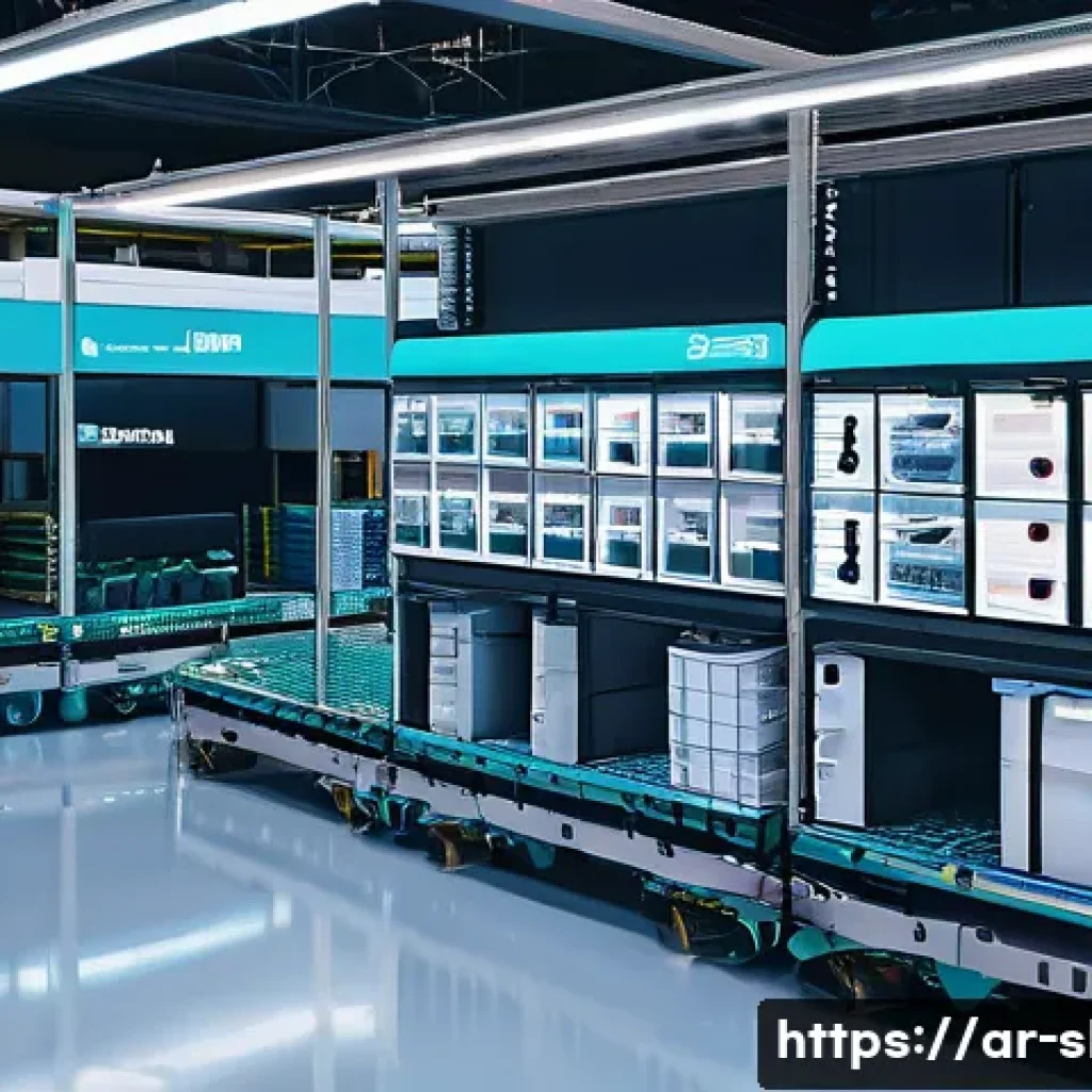 스마트물류 솔루션 도입 체크리스트 - **Prompt:** A bustling, ultra-modern smart logistics warehouse in a vibrant, sun-drenched Middle Eas...