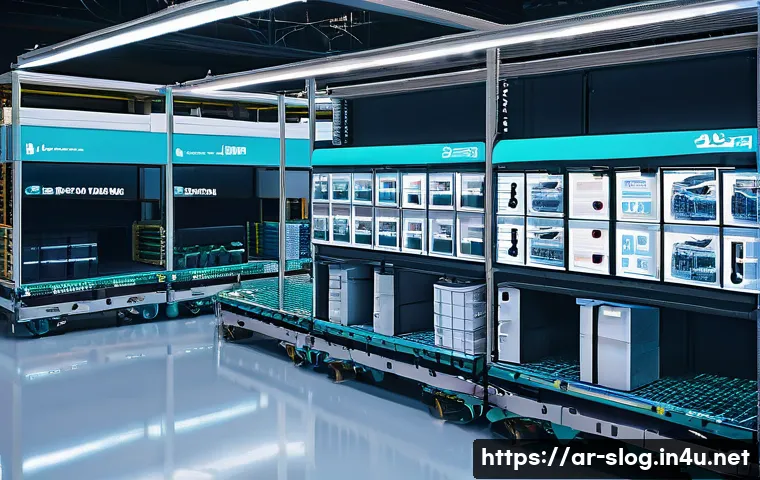 스마트물류 솔루션 도입 체크리스트 - **Prompt:** A bustling, ultra-modern smart logistics warehouse in a vibrant, sun-drenched Middle Eas...