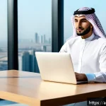 스마트물류 전문가 직무 스트레스 해소법 - A modern Arab office environment focused on smart logistics, featuring a professional Middle Eastern...