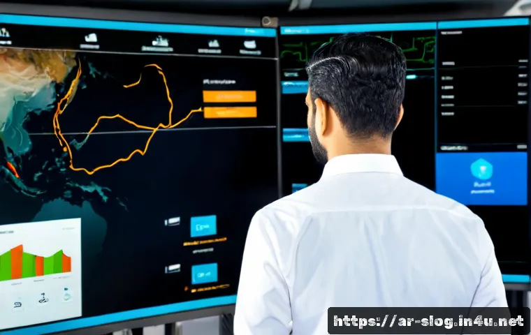 스마트물류 자격증의 활용 분야 - Photorealistic modern smart logistics control room in a Gulf-region distribution center, an Arab log...